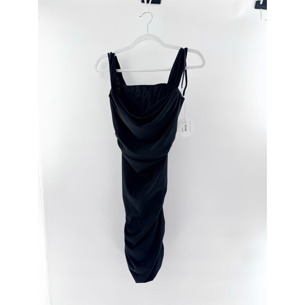 NWT STAUD Storm Sleeveless Cowl Neck Ruched Mini Dress Black Women's Small